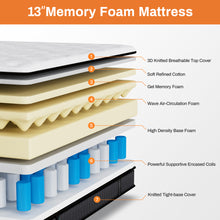 Load image into Gallery viewer, King Mattress in a Box, 13in Memory Foam Mattress, Motion Isolation, Zoned Pressure Relief, Cooling & Breathable, Gel Infused, Medium Firm Feel, CertiPUR-US Certified