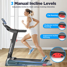 Load image into Gallery viewer, Famistar 2.5HP Folding Treadmill for Home w/ APP Control, 300lbs Capacity, Adjustable Incline, 64+3+3+1 Programs, Bluetooth Speakers, Electric Treadmill Running Machine, Knee Strap Gift, 09/20 Update