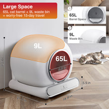 Load image into Gallery viewer, Famistar Self Cleaning Cat Litter Box, Automatic Litter Box Smart Scooping and Odor Removal, APP Remote Control, Support 2.4G WiFi for Multiple Cats, 2 Rolls of Garbage Bags Free Gift