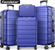 Load image into Gallery viewer, Famistar 4 Piece Hardside Luggage Suitcase Set with 360° Double Spinner Wheels Integrated TSA Lock, 14” Travel Case, 20" Carry-On Luggage, 24" Checked Luggage and 28" Checked Luggage