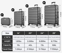 Load image into Gallery viewer, Famistar 4 Piece Hardside Luggage Suitcase Set with 360° Double Spinner Wheels Integrated TSA Lock, 14” Travel Case, 20" Carry-On Luggage, 24" Checked Luggage and 28" Checked Luggage