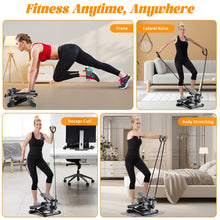 Load image into Gallery viewer, Steppers for Exercise at Home, Mini Stair Stepper with Resistance Bands, Climber Machine 300lb Capacity, LCD Digital Monitor, Portable Adjustable Stair Stepper Exercise Equipment for Full Body Workout