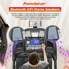 Load image into Gallery viewer, Famistar 4.5HP Folding Treadmill for Home with 15 Auto Incline, Smart APP, 300lbs, HiFi Bluetooth Speakers, 64 Programs, 10MPH Speed, Foldable EleTreadmill Running Machine, Knee Strap Gift