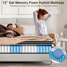 Load image into Gallery viewer, King Mattress in a Box, 13in Memory Foam Mattress, Motion Isolation, Zoned Pressure Relief, Cooling & Breathable, Gel Infused, Medium Firm Feel, CertiPUR-US Certified