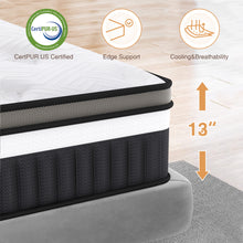 Load image into Gallery viewer, King Mattress in a Box, 13in Memory Foam Mattress, Motion Isolation, Zoned Pressure Relief, Cooling & Breathable, Gel Infused, Medium Firm Feel, CertiPUR-US Certified
