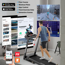 Load image into Gallery viewer, Famistar 2.5HP Folding Treadmill w/ Incline, 300lbs Capacity, Treadmill for Home, 64+3+3+1 Programs, APP&HiFi Stereo Speakers, 7.5MPH, Shock-Absorbing System, Portable Walking Running Machine