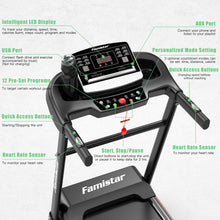 Load image into Gallery viewer, Famistar JK1607 Folding Electric Treadmill for Home Jogging Running with 2.5HP 3 Manual Incline | MP3 Player | Safety Key | LCD Display | Cup Holder - Portable Space Saving - Free Gift 2 Knee Straps