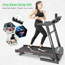 Load image into Gallery viewer, Famistar JK1607 Folding Electric Treadmill for Home Jogging Running with 2.5HP 3 Manual Incline | MP3 Player | Safety Key | LCD Display | Cup Holder - Portable Space Saving - Free Gift 2 Knee Straps